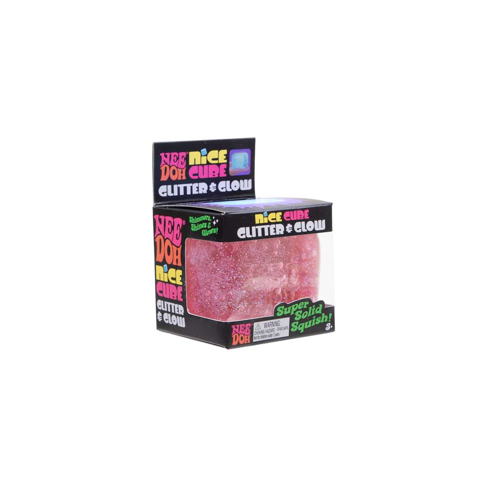 NeeDoh Glitter & Glow Nice Cube Super Solid Squish Fidget Toy