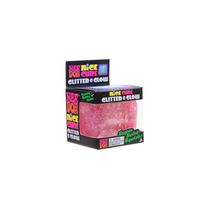 NeeDoh Glitter & Glow Nice Cube Super Solid Squish Fidget Toy