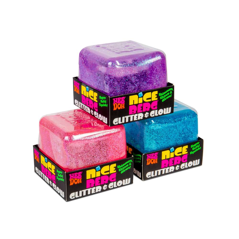 NeeDoh Niceberg Glitter & Glow Super Solid Squish Fidget Toy
