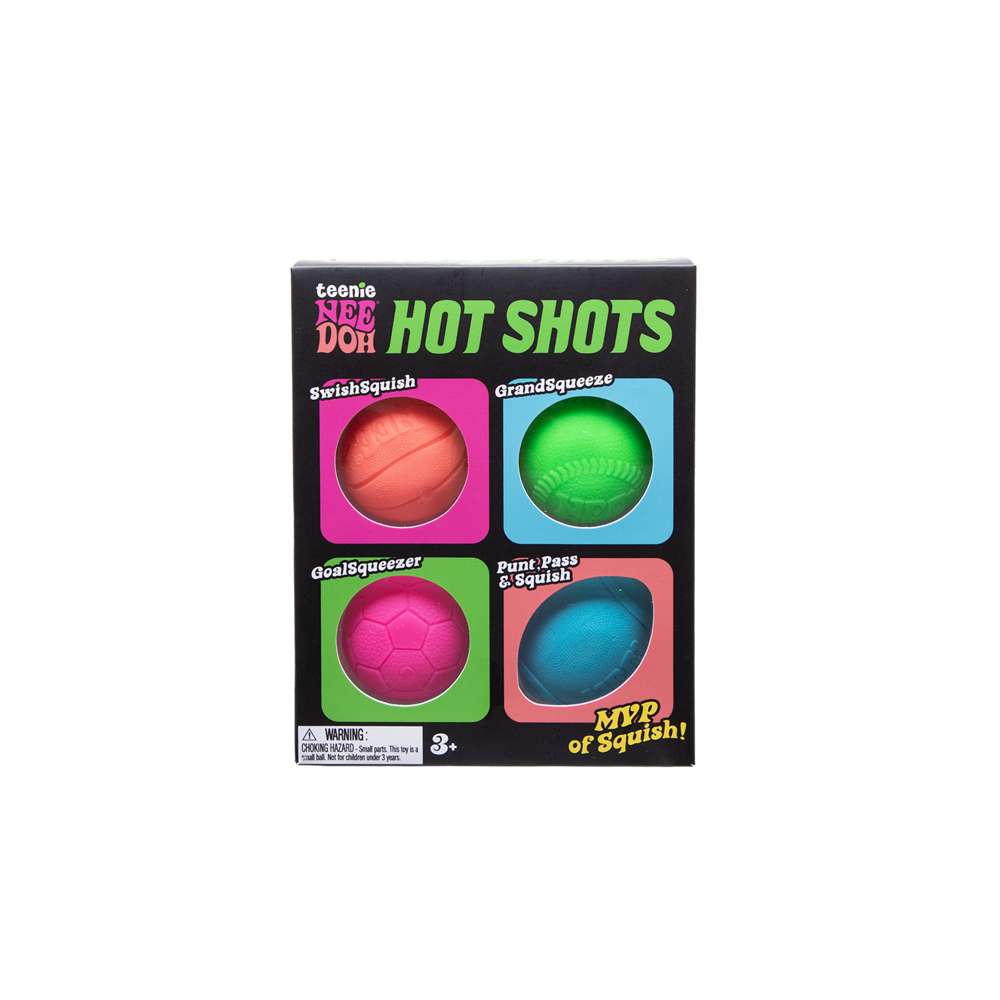 NeeDoh Teenie Hot Shots Sports Ball Fidget Toy 4 Pack