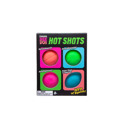 NeeDoh Teenie Hot Shots Sports Ball Fidget Toy 4 Pack