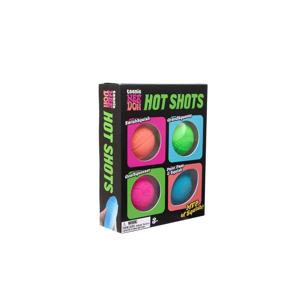NeeDoh Teenie Hot Shots Sports Ball Fidget Toy 4 Pack