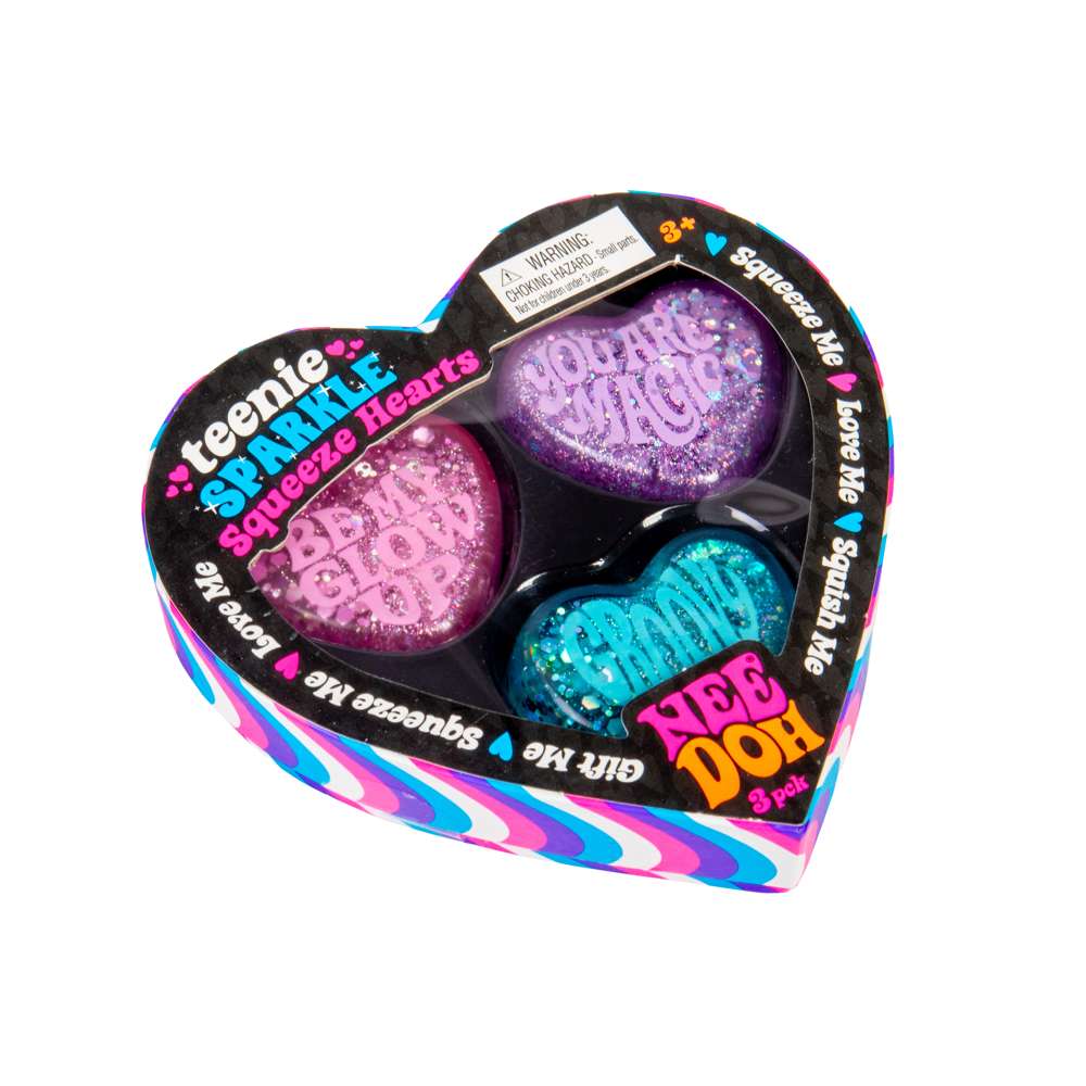 NeeDoh Teenie Sparkle Hearts Fidget Toy 3 Pack