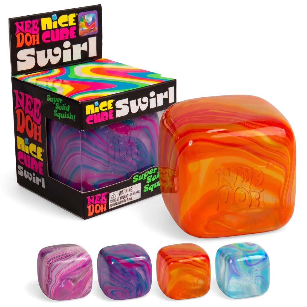NeeDoh Nice Cube Swirl Super Solid Squish Stress Relieving Fidget Toy