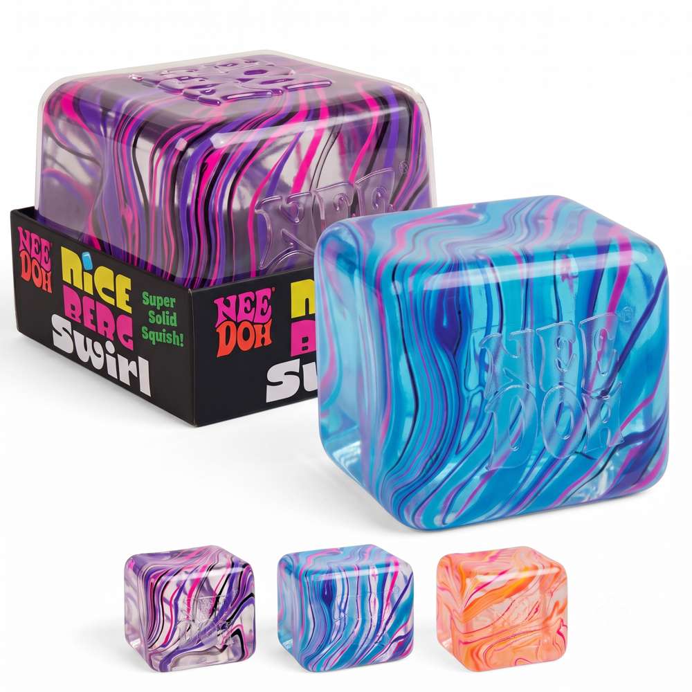 NeeDoh Niceberg Swirl Super Solid Squish Large Ice Cube Fidget Toy