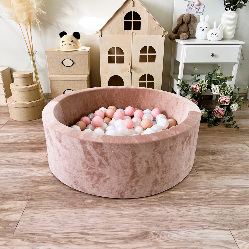 Soft Play Kingdom Luxe Ball Pit Velvet Dark Beige