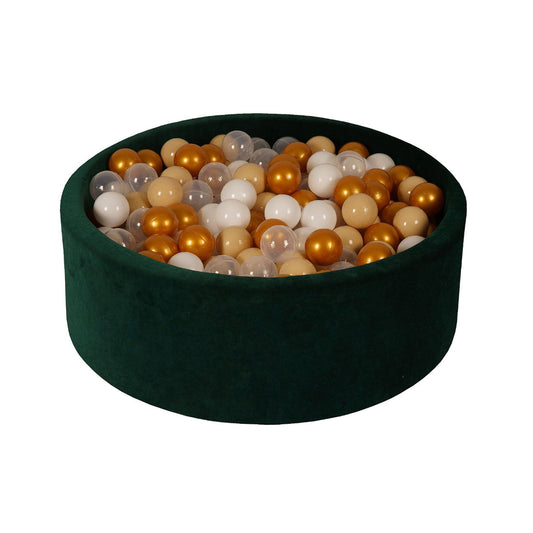 Soft Play Kingdom Velvet Round Ball Pit Emerald Green
