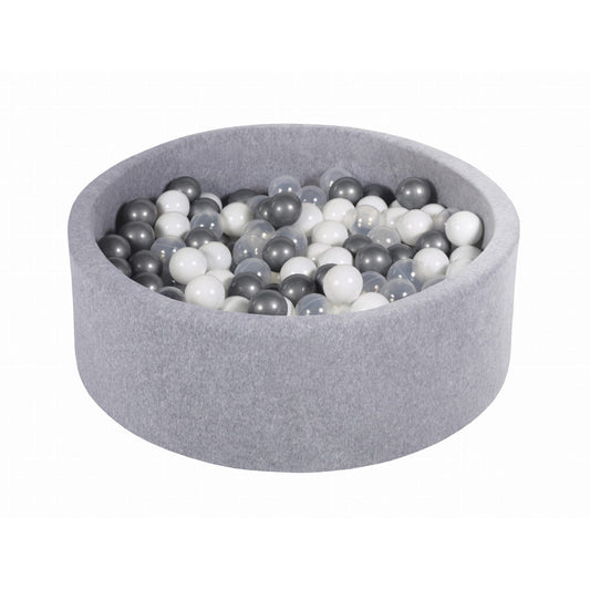 Soft Play Kingdom Velvet Round Ball Pit Light Grey