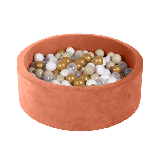 Soft Play Kingdom Velvet Round Ball Pit Marsala Orange