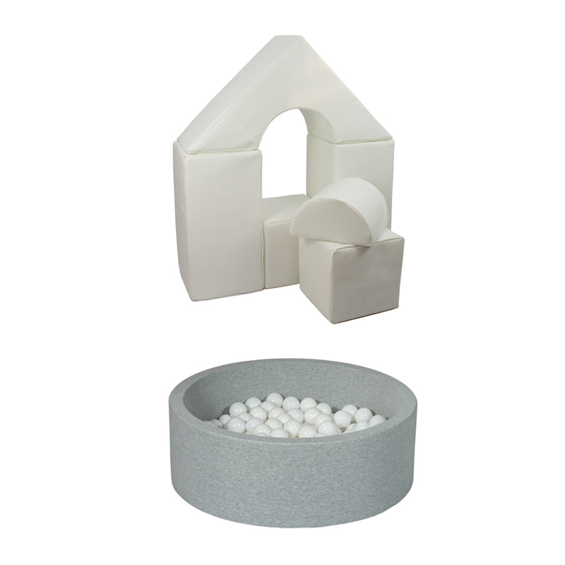 Soft Play Kingdom Castle 6 Piece Building Block Set Ball Pit Bundle White