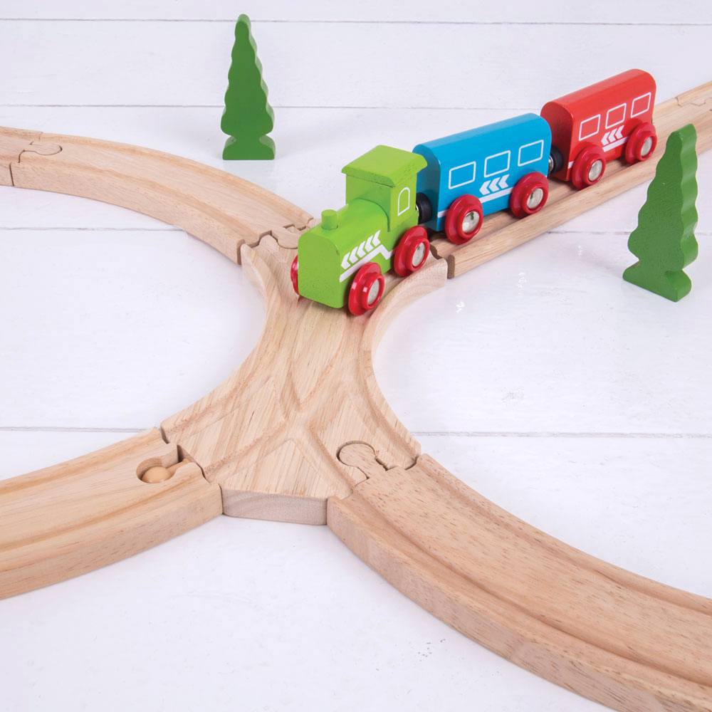 Bigjigs Rail Double Curved Turnouts Wooden Train Accessory