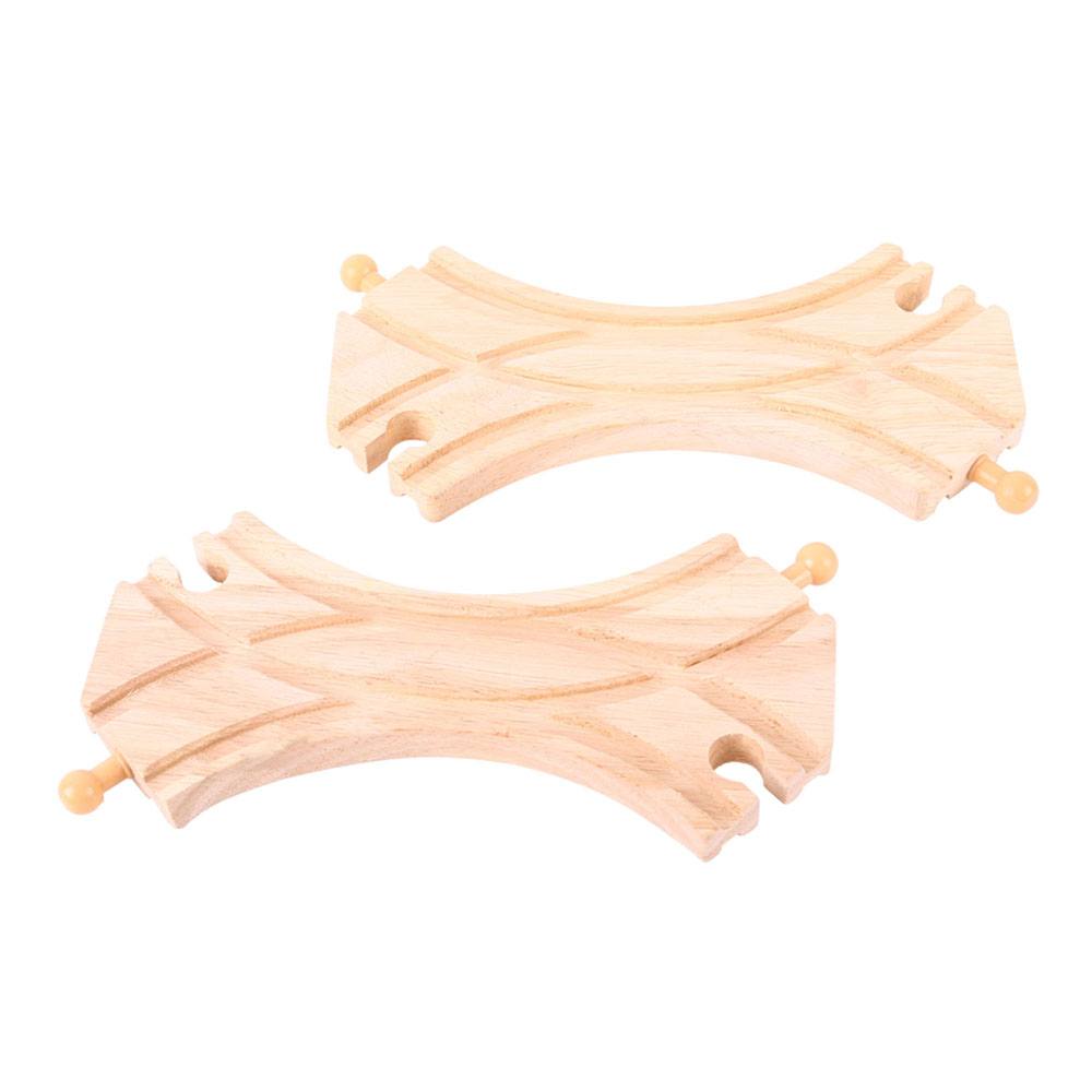 Bigjigs Rail Double Curved Turnouts Wooden Train Accessory