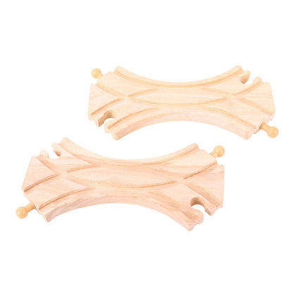 Bigjigs Rail Double Curved Turnouts Wooden Train Accessory