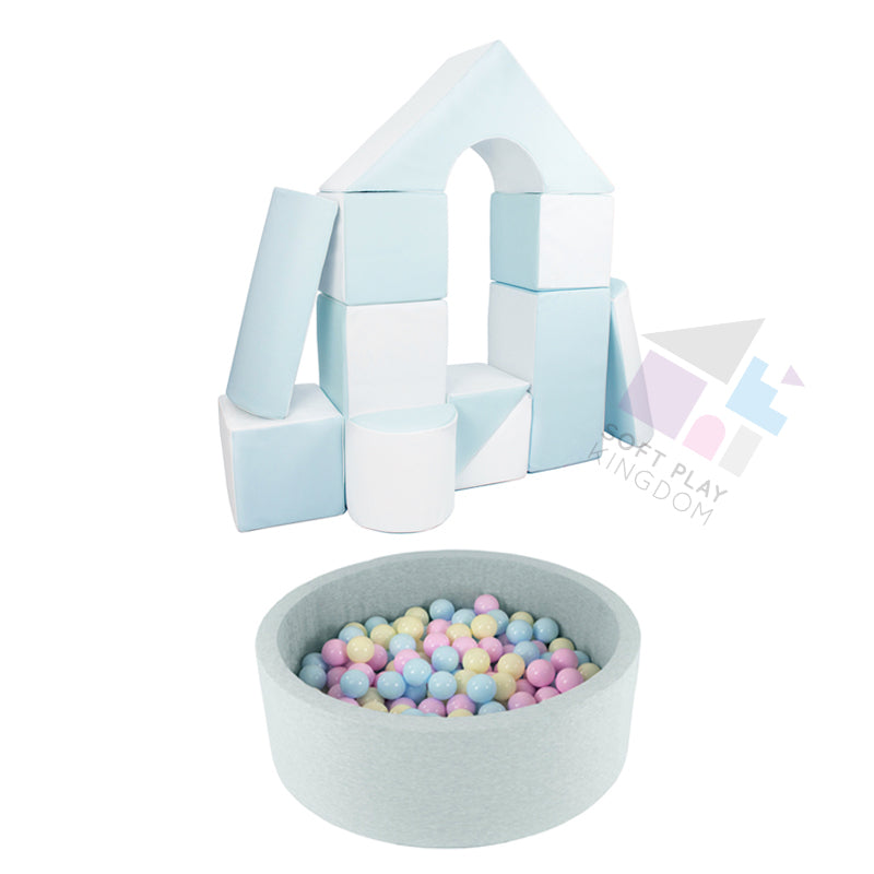 Soft Play Kingdom Castle Bridge & Ball Bundle Pastel Blue